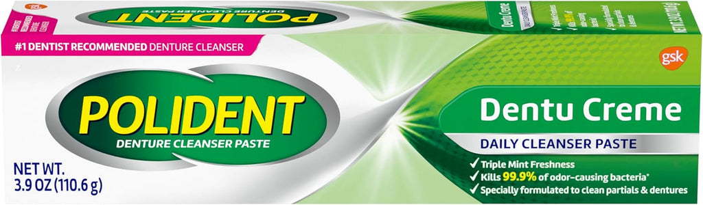 Polident Triple Mint Fresh Paste for Denture Cleaning, 3.9 ounces