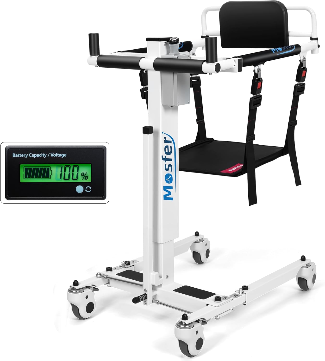 Mosfer Electric Patient Lift Transfer Chair Lift,Chair Lift Assist Devices for Home Seniors and Disabled with Adjustable Height, Folding Bathroom Wheelchair Move from Bed to Chair,Toilet,Car,Outdoor