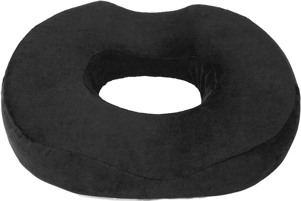 Donut Pillow Seat Cushion Orthopedic Design| Tailbone & Coccyx Memory Foam Pillow | Relieve Pain and Pressure for Hemorrhoid, Pregnancy Post Natal, Surgery, Sciatica (Black)