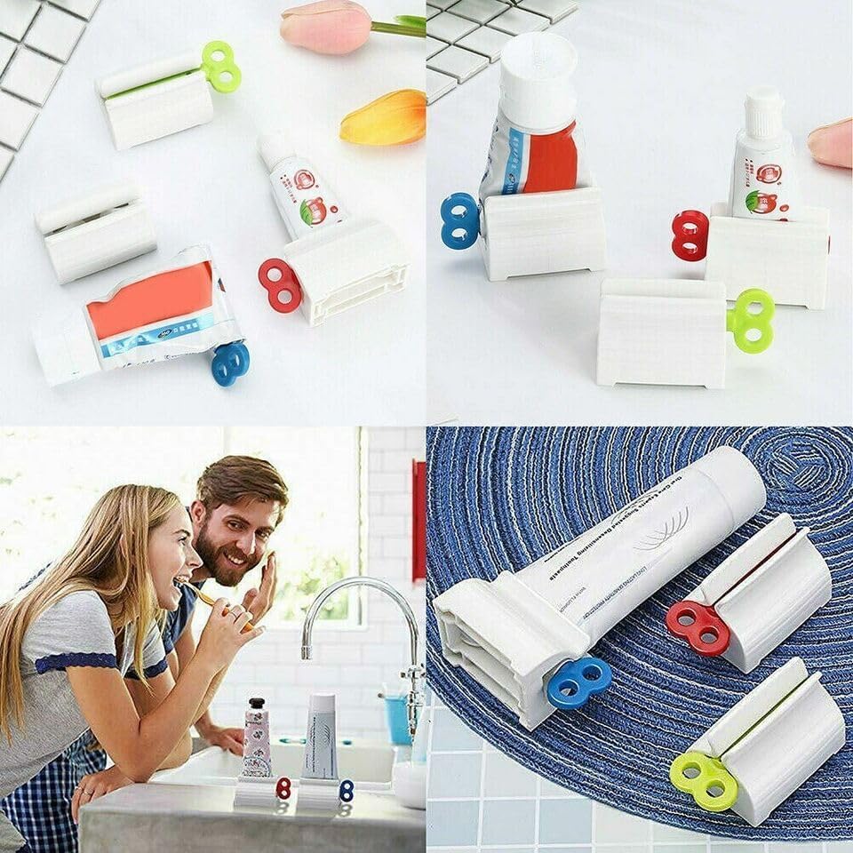 Toothpaste Squeezer - Pack of 6 Toothpaste Squeezers, Rolling Toothpaste Squeezer, Paint Tube, Lotion & Hair Color Tube Squeezer, Sturdy Toothpaste Tube Roller Squeezer & Holder (3)