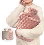 3L Extra Large Hot Water Bottle with Soft Plush Cover & Hand Pocket, Hot Cold Therapy Pack for Pain Relief, Long Lasting Warmth for Bed & Feet Pink