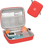 Klawdsky Hard Travel Case for Asthma Inhaler, Inhaler Spacer Case for Kids and Adults, Masks, Red (Bag Only)