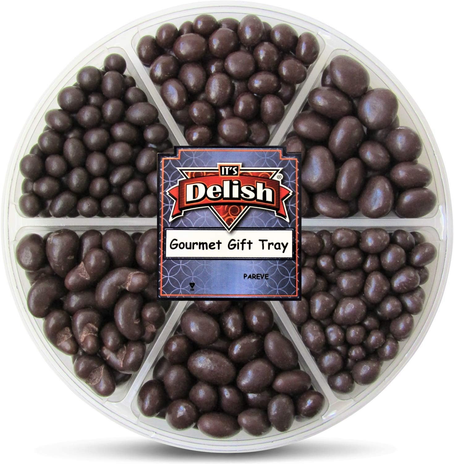 Gourmet Holiday Dark Chocolate Nuts and Fruit Large Gift Tray 6-Pt by It's Delish – Christmas New Year Events Fathers Mother Day Family Parties Valentines Anniversary - Kosher Gift Box