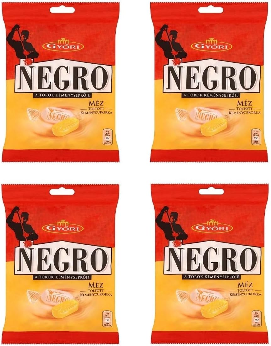 (Pack of 4) Authentic Hungarian Negro Honey Hard Candy Throat Sweeper 4x79g / 4x2.79oz