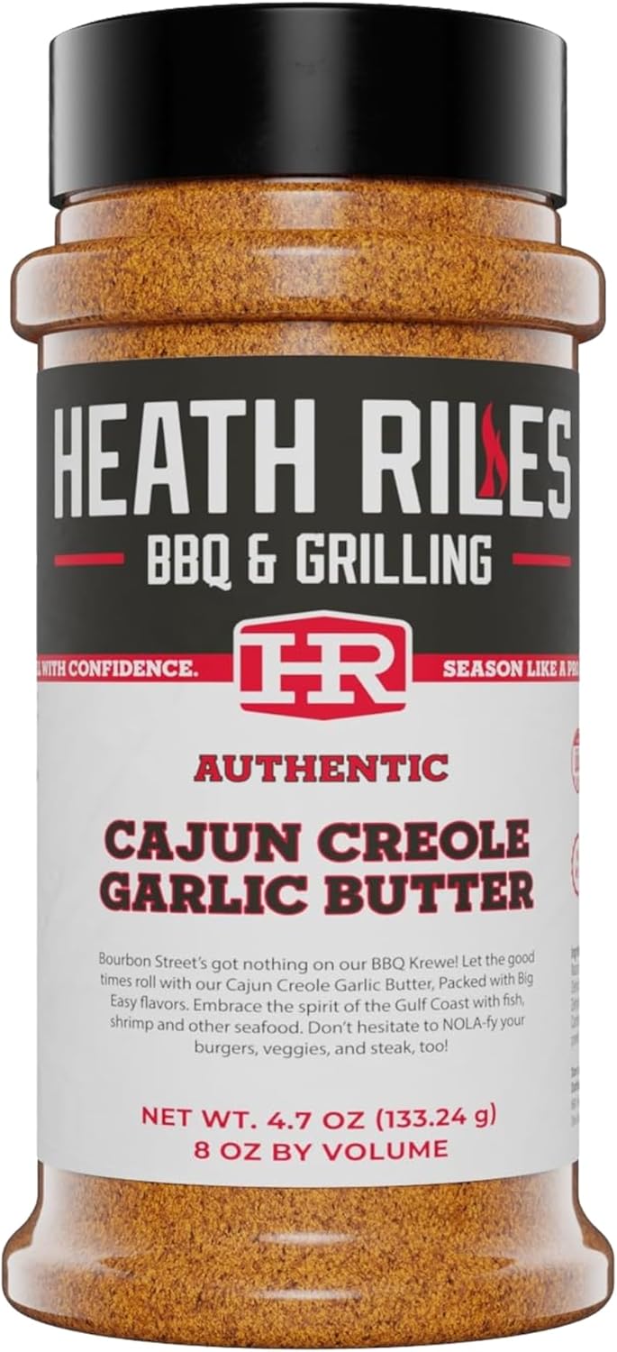 Heath Riles Cajun Seasoning Rub, Cajun-Creole, Louisiana Inspired Cajun Spice & Heat, Champion Pitmaster Recipe, 8 oz.
