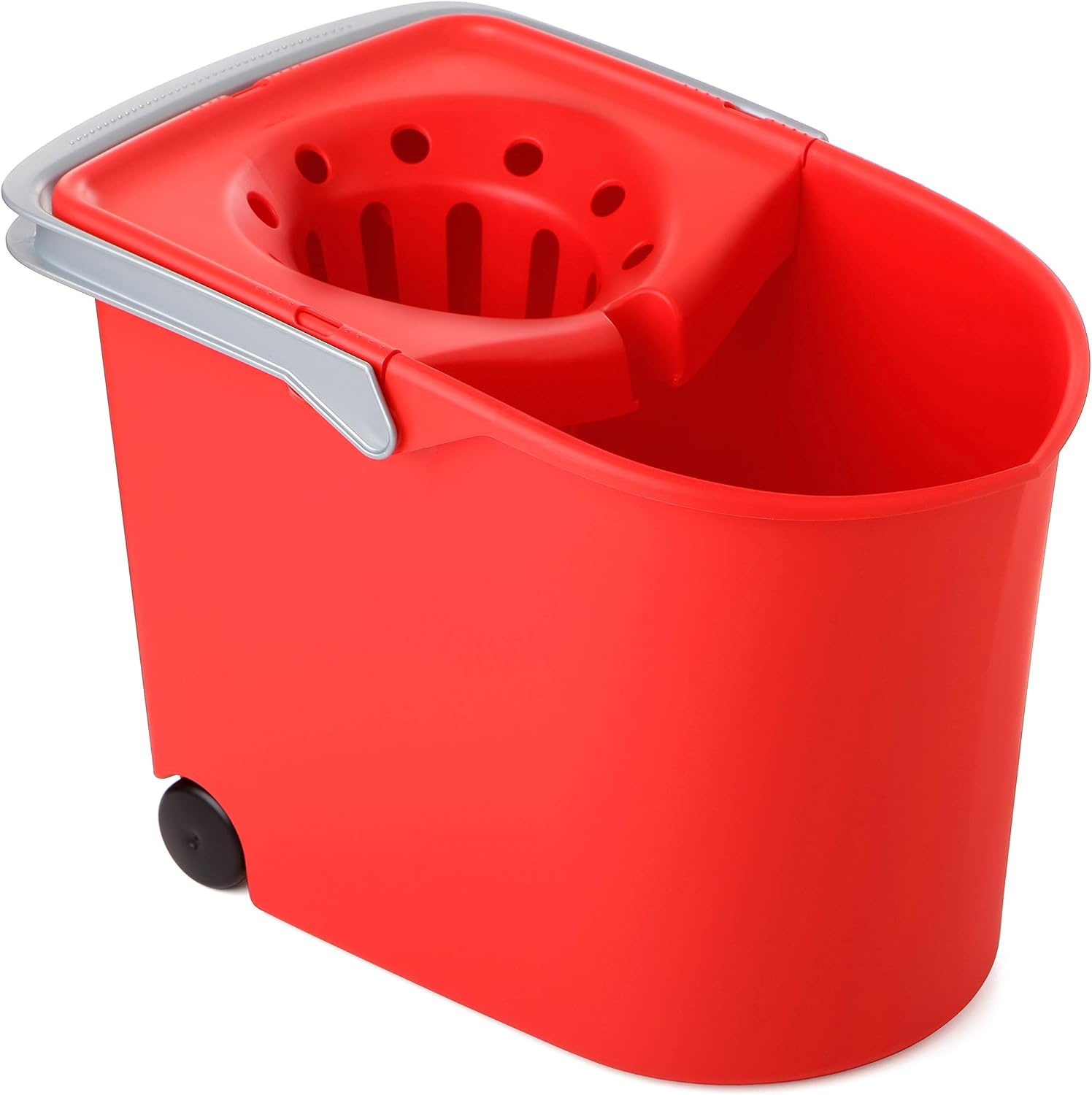 Tatay Rectangle Squeezer Bucket with Wheels, Red, One Size