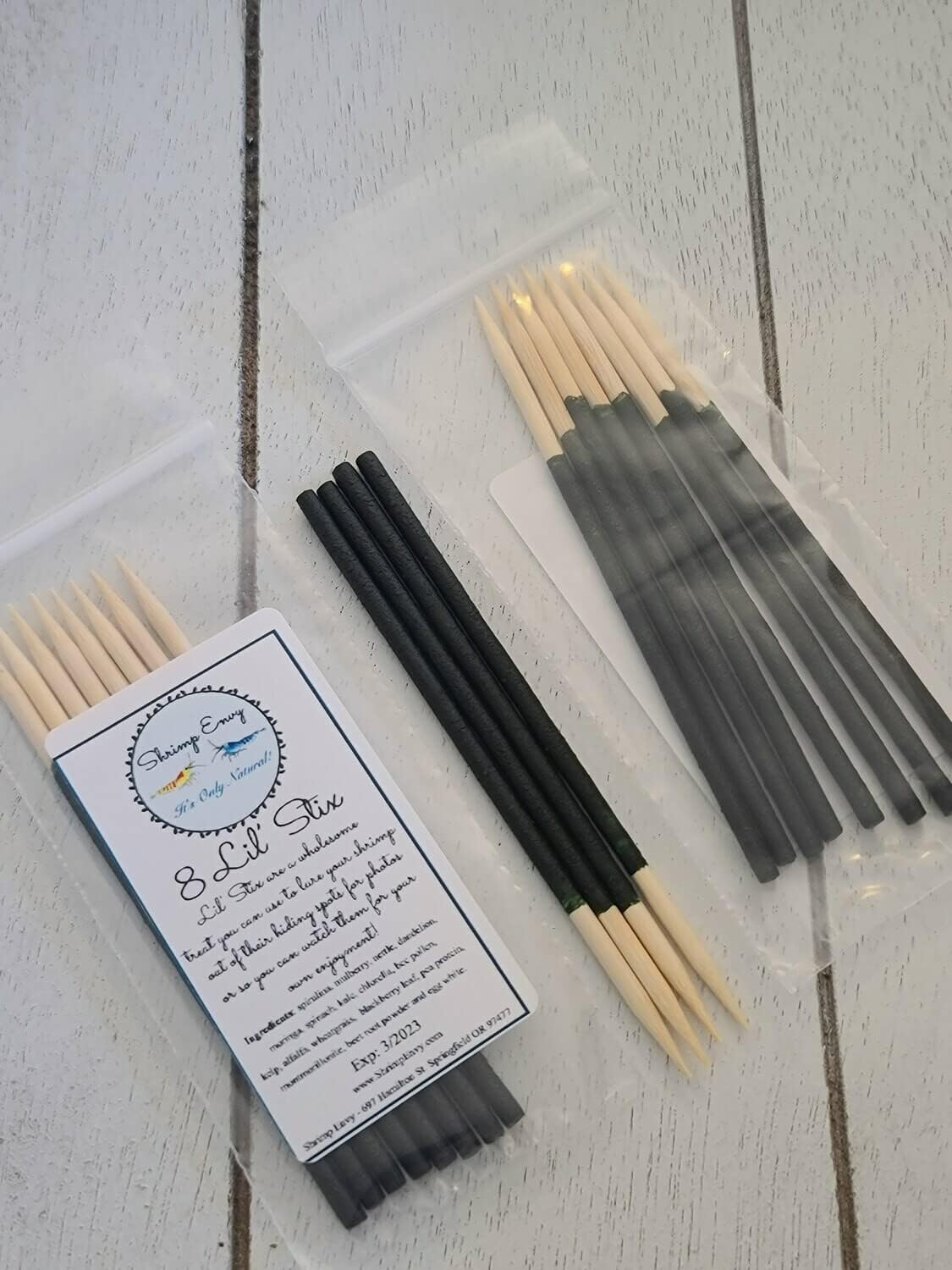 Shrimp Stix by ShrimpEnvy - Aquarium Lollies Food for Fish Snail Crab Invertebrates (Lil' Stix (10pcs x 4 inches))