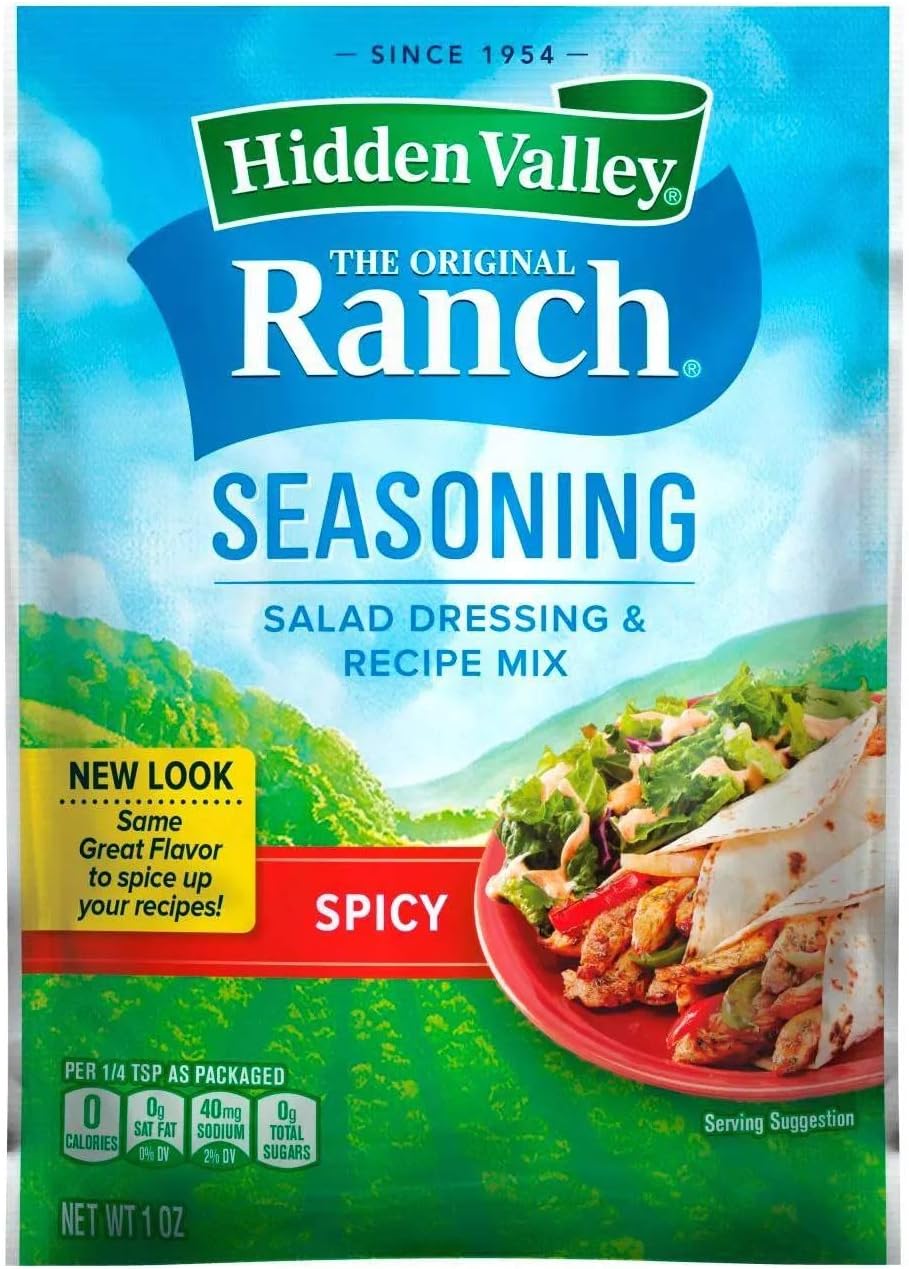 Hidden Valley Spicy Ranch Salad Dressing & Seasoning Mix (Pack of 4) 1 oz Packets