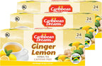 Caribbean Dreams Ginger Lemon Tea, 24 Tea Bags, 38.4g (Pack Of 3) - Total 72 Tea Bags