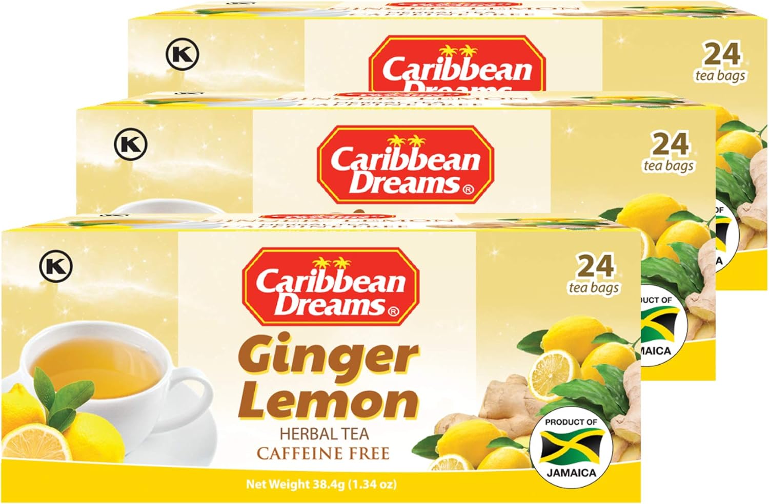 Caribbean Dreams Ginger Lemon Tea, 24 Tea Bags, 38.4g (Pack Of 3) - Total 72 Tea Bags