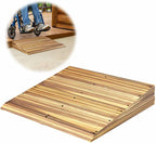 Wooden Threshold Ramp for Home Steps, 8" Rise Doorway Ramp with Non-Slip Grooves, Door Ramp for Wheelchair/Walker/Cart/Scooter, (31.4 W*8.0" H, Solid Pine Wood, 600LBS Capacity)