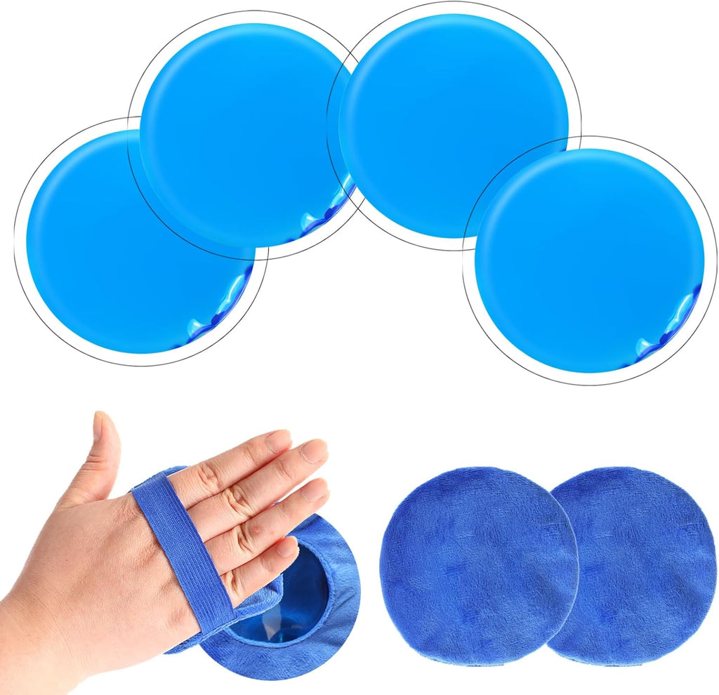 Gel Ice Pack Round Reusable Ice Packs for Injuries Hot and Cold Compress Pain Relief and Swelling Reduction 4 Pcs with 2 Covers