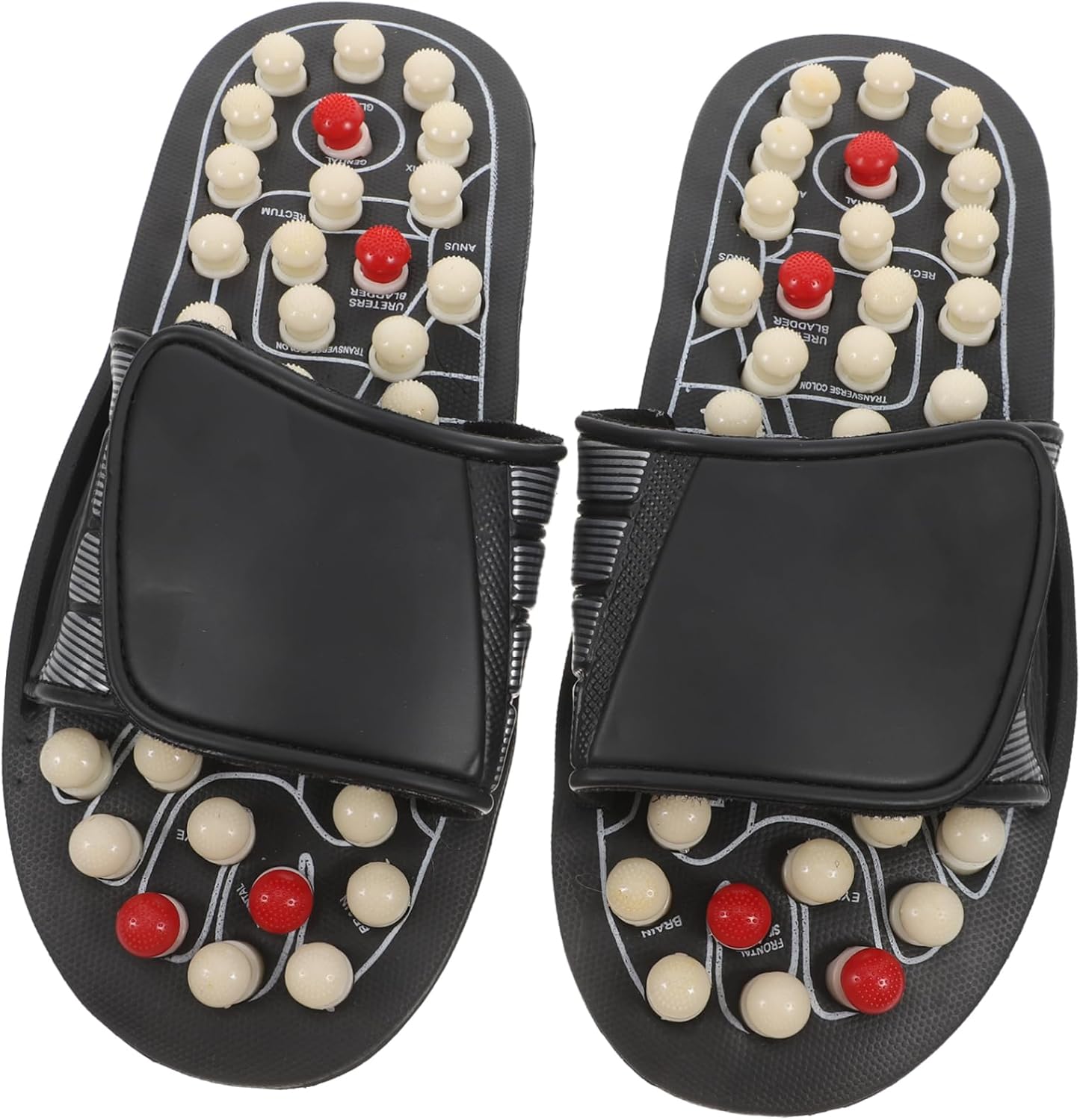 BESTYASH Rotating Tai Chi Gossip Foot Health Massage Shoes Therapeutic Acupuncture Slippers for Men Women Foot Relaxation and Plantar Fasciitis Relief Black Dot