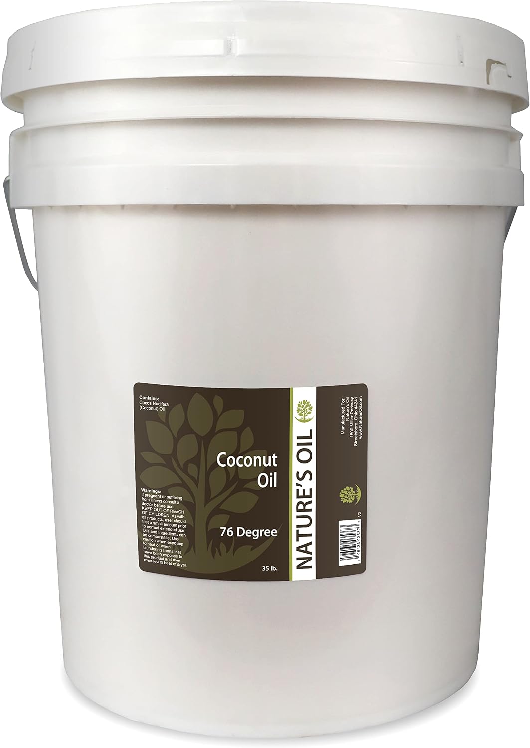 Nature's Oil Coconut Oil 76 Degree, Naturally Refined, 35 lbs (5 Gallons)
