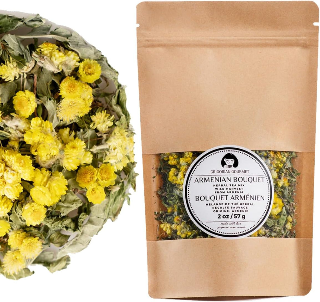 ARIS GOURMET CO. Armenian Bouquet Herbal Tea Mix 2oz = 57g (Peppermint, Wild Mint, Thyme, Immortelle) Loose Tea Antistress