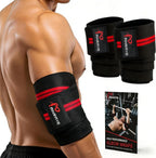 Elbow Wraps for Weightlifting - Adjustable Compression Straps & Elbow Brace for Joint Support (1 Pair), 47" Elbow Sleeves Weightlifting Men Women for Bench Press Powerlifting and Fitness Training