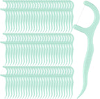 Baderke 200 Count Floss Picks Bulk Non Breakable Tooth Picks Flosser Dental Floss Sticks for Adults Teeth Cleaning Dental Flossers for Family Pack Travel (Light Green)