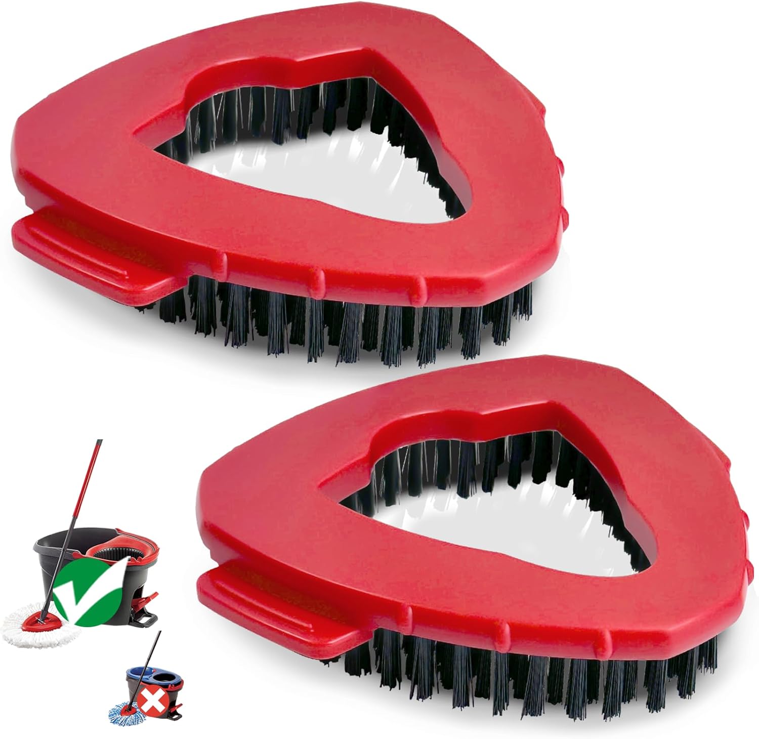 Spin Mop Scrub Brush Head Compatible with oceda EasyWring 1-Tank System, 2 pcs Scrub Brush, Floor Scrubber Hard Bristle Cleaning Brush for Bathroom, Kitchen, Tub and Tile