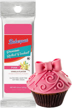 Bakerpan Premium Rolled Pink Fondant for Cake Decorating, Vanilla Flavor - 4.4 Ounces (Made in USA)
