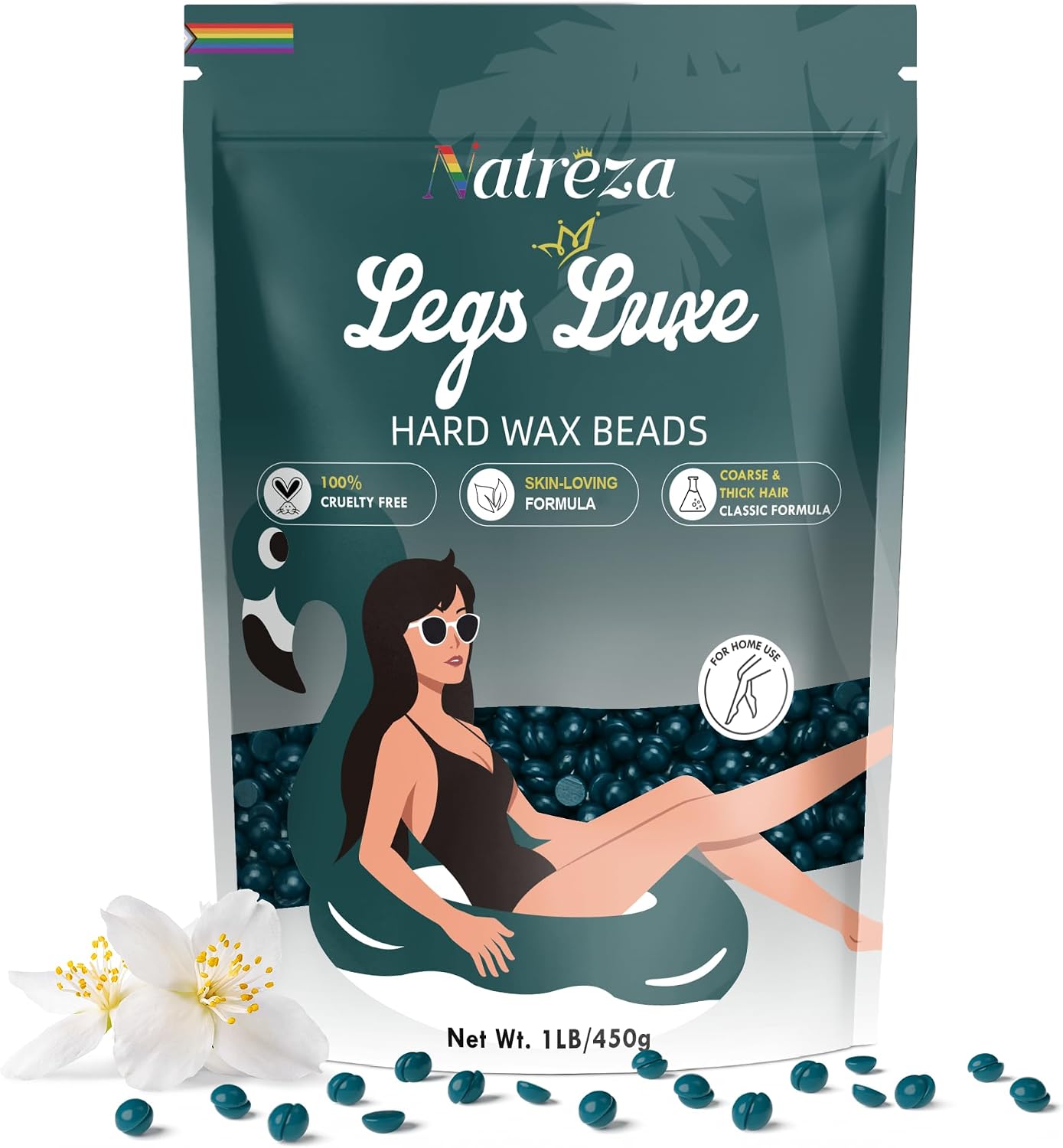 Wax Beads for Hair Removal, 1lb Hard Wax Beans for Full Body, Brazilian, Bikini, Legs, Arms, Face, Thick Hair Formula, Waxing Beads for Women & Men, Dark Green