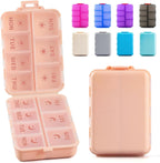 NEW Foldable & Double Protection Portable Weekly Pill Organizer 2 Times A Day with Etched Labels, AM PM 7 Day Week Medicine Box, Daily Travel Pill Case Holder Dispenser for Vitamin, Supplement - Pink