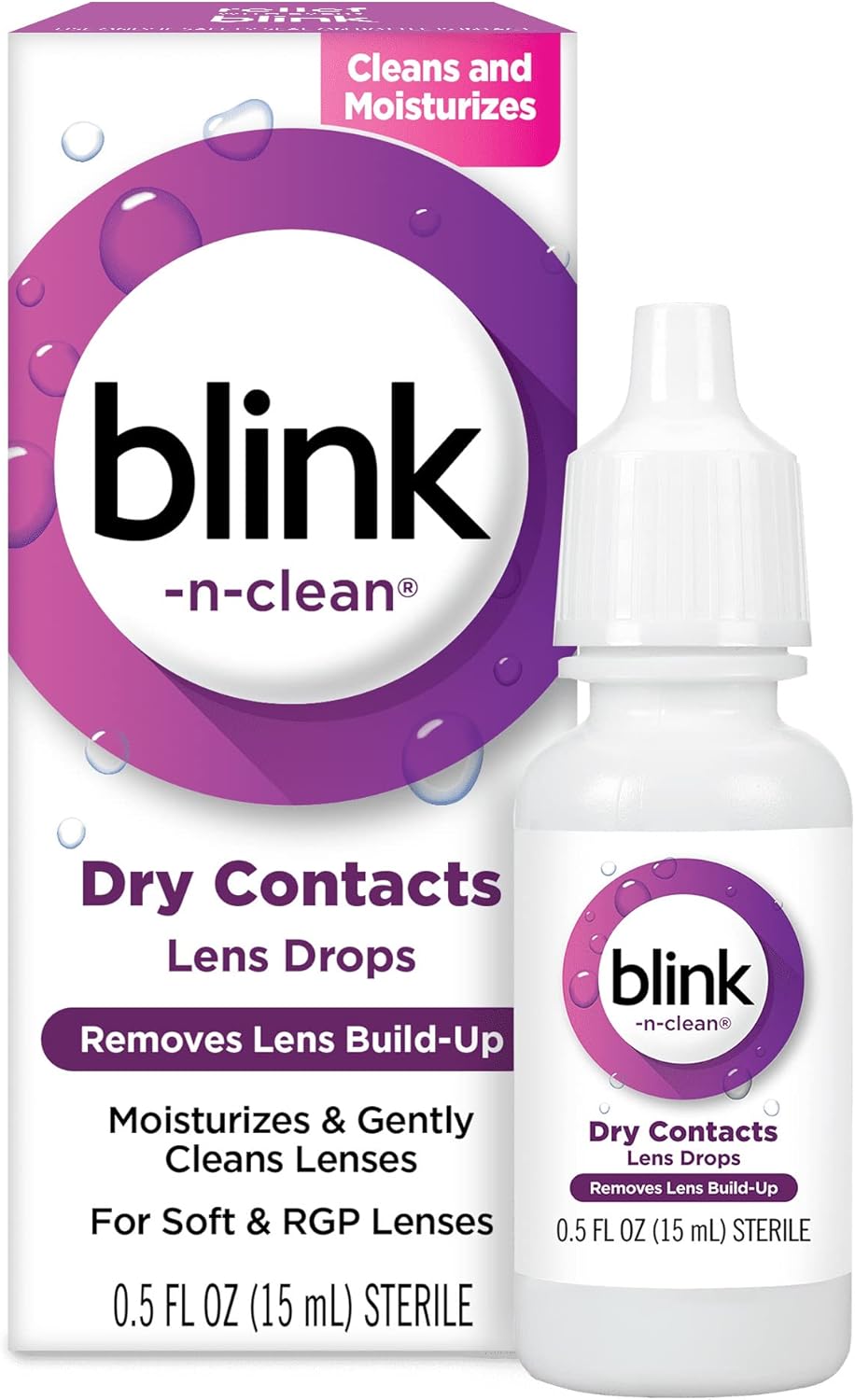 Bausch + Lomb Blink N Clean Dry Contacts, Lens Drops, 0.5 Fl Oz