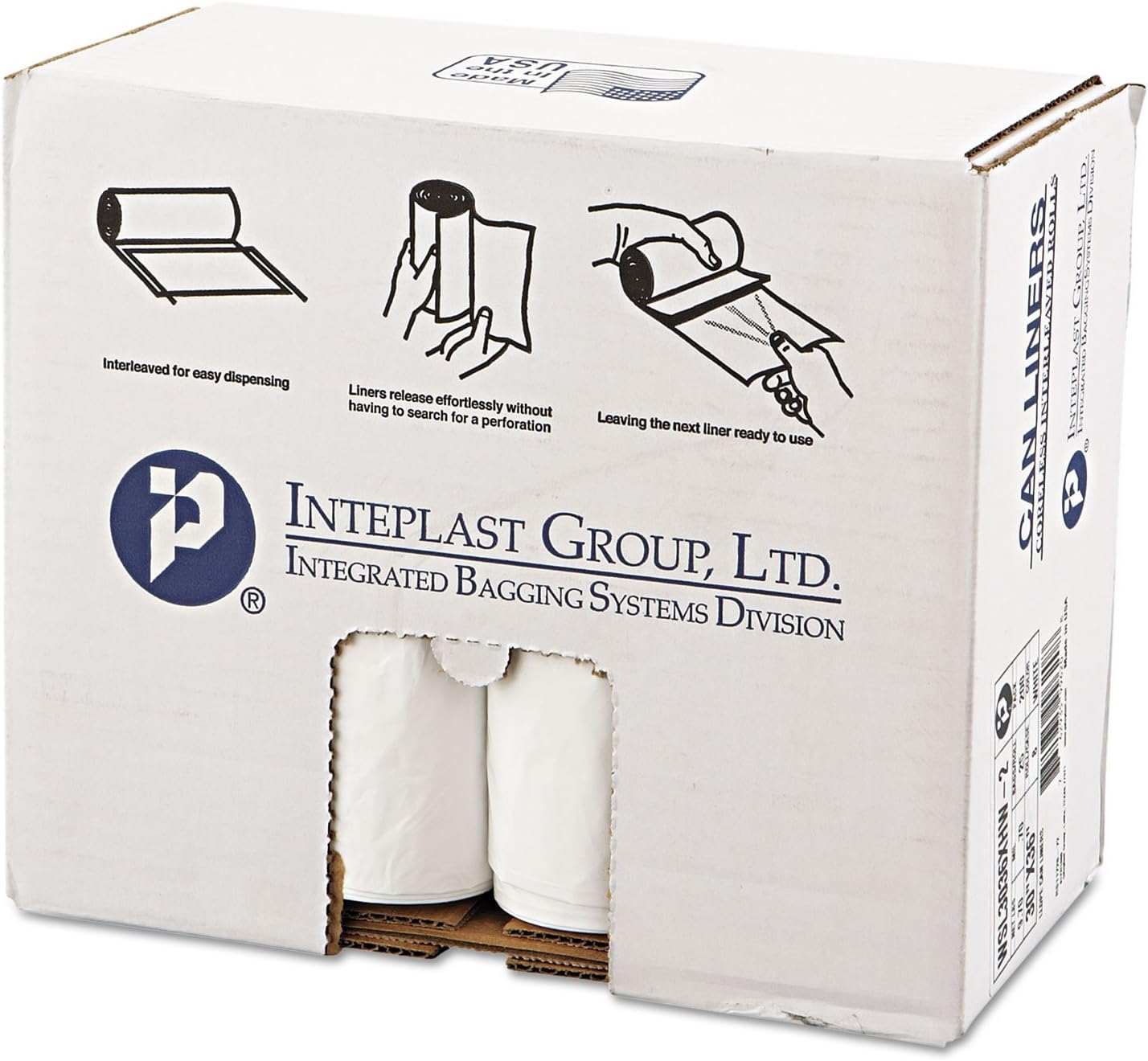 Inteplast Trash Can Liners, Extra Heavy Duty - Star-Sealed Bottom, 0.8 mil - White, 30 gal Capacity, 30 in x 36 in