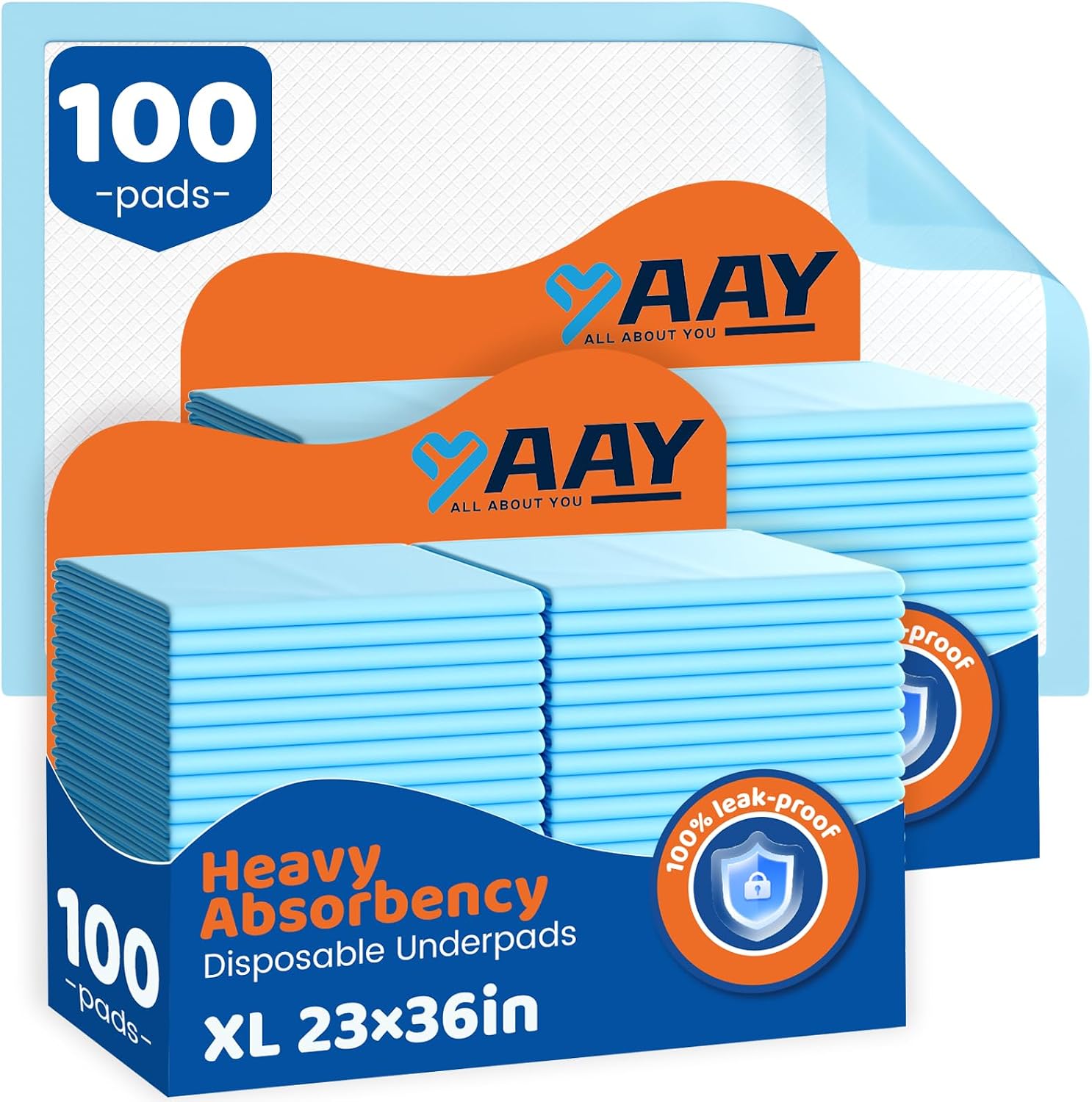100 Count Disposable Beds Pads 23"x36",Premium Adults Incontinence Chucks Underpads,Super Absorbent Waterproof Pee Pads,Extra Large Puppy Training Pad,Baby Changing Pad