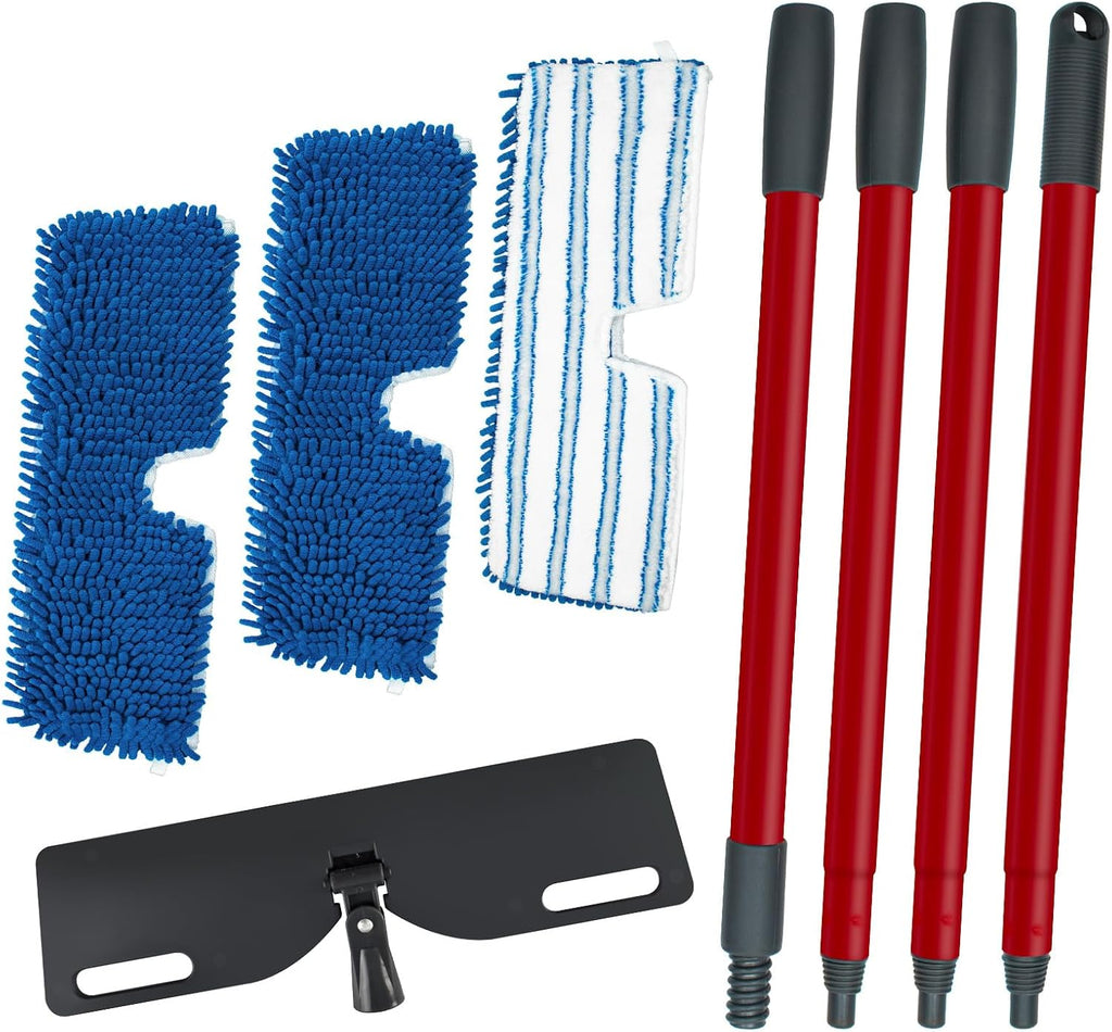 Microfiber Mops for Floor Cleaning, Flat Mop with 3 Reusable Pads and Extendable 58" Long Handle for O Cedar Dual-Action Microfiber Flip Mop , Dust Mop for Hardwood Floors, Wet & Dry Use