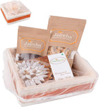 Jaiccha Ghasitaram Basket Hamper-Shaded Jute Potli with Butter Chakli, Rice Crispies and Kaju Katli |Gift for Diwali,Holi,Rakhi,Valentine,Christmas,Birthday,Anniversary,Her,Him|