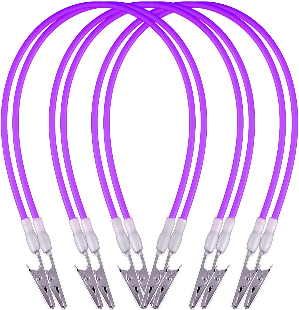 6Pcs Autoclavable Dental Flexible Medical Grade Silicone Bib/Bibs Holders Clips,Individually Wrapped Napkin Clips, with Stainless Steel Alligator/Extra Wide Neck Band (6, Neon Violet)