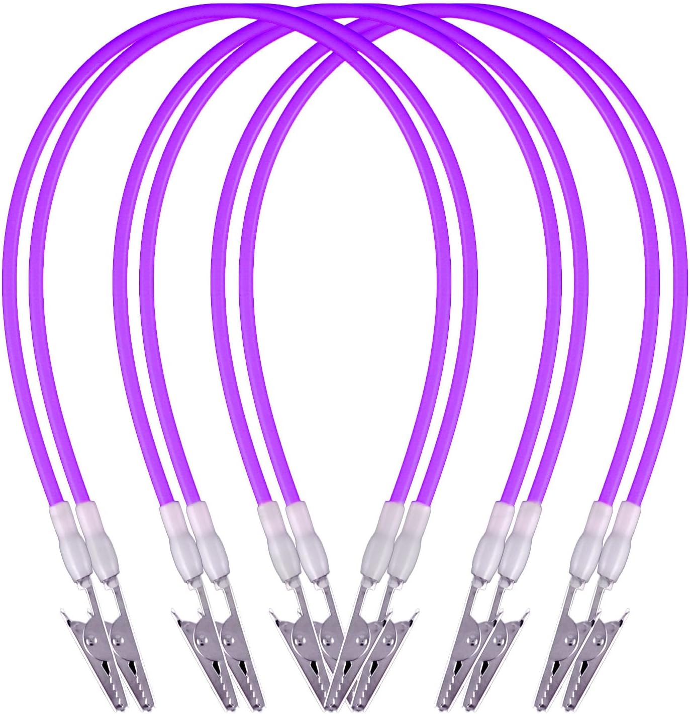 6Pcs Autoclavable Dental Flexible Medical Grade Silicone Bib/Bibs Holders Clips,Individually Wrapped Napkin Clips, with Stainless Steel Alligator/Extra Wide Neck Band (6, Neon Violet)