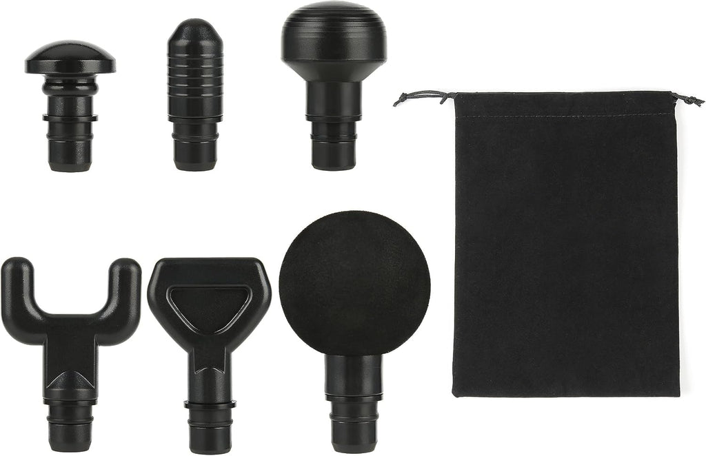 6Pcs Massage Heads with Storage Bag, Replaceable Massager Gun Attachment, Massage Gun Deep Tissue Plug&Play Applicators
