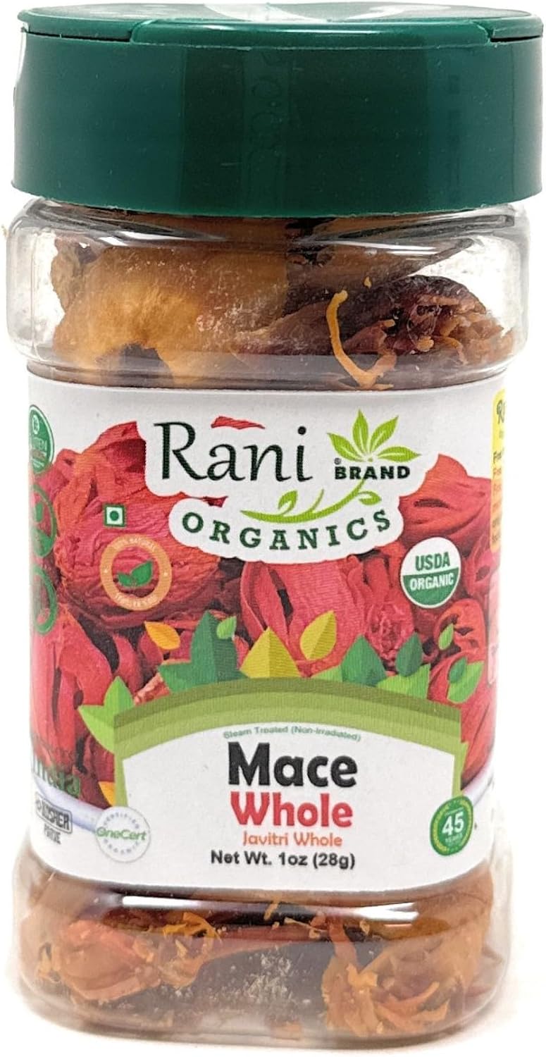 Rani Organic Mace Whole (Javathri), Spice 1oz (28g) PET Jar ~ All Natural | Vegan | Gluten Friendly | NON-GMO | Kosher | Indian Origin | USDA Certified Organic