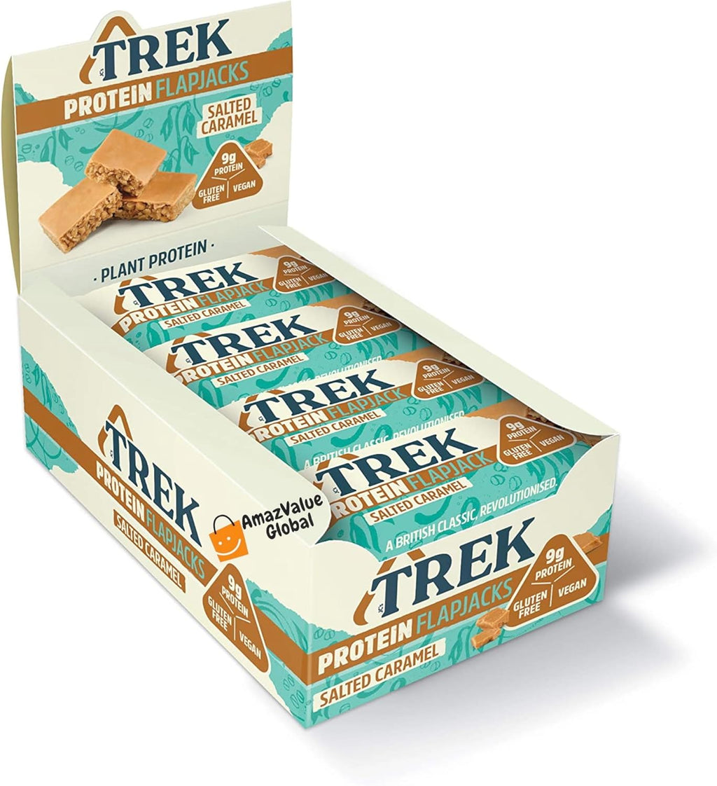 Trek High Protein Flapjack Salted Caramel 50g (Pack of 16 Bars)- Gluten Free - Vegan Snack