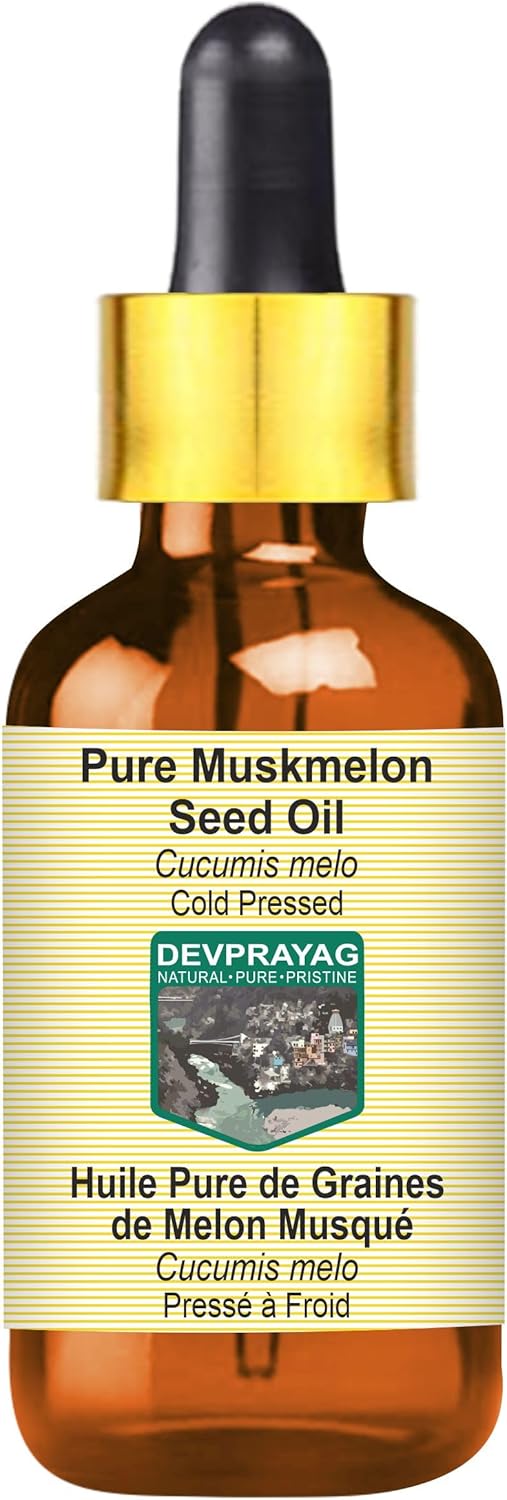 Pure Muskmelon Seed Oil (Cucumis melo) with Glass Dropper Cold Pressed 100ml (3.38 oz)