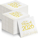 200Pcs Class of 2025 Graduation Napkins, Disposable Congrats Grad Paper Napkins Square Foil Dot Hand Towels for 2025 High School University College Graduation Party Decorations (Gold)
