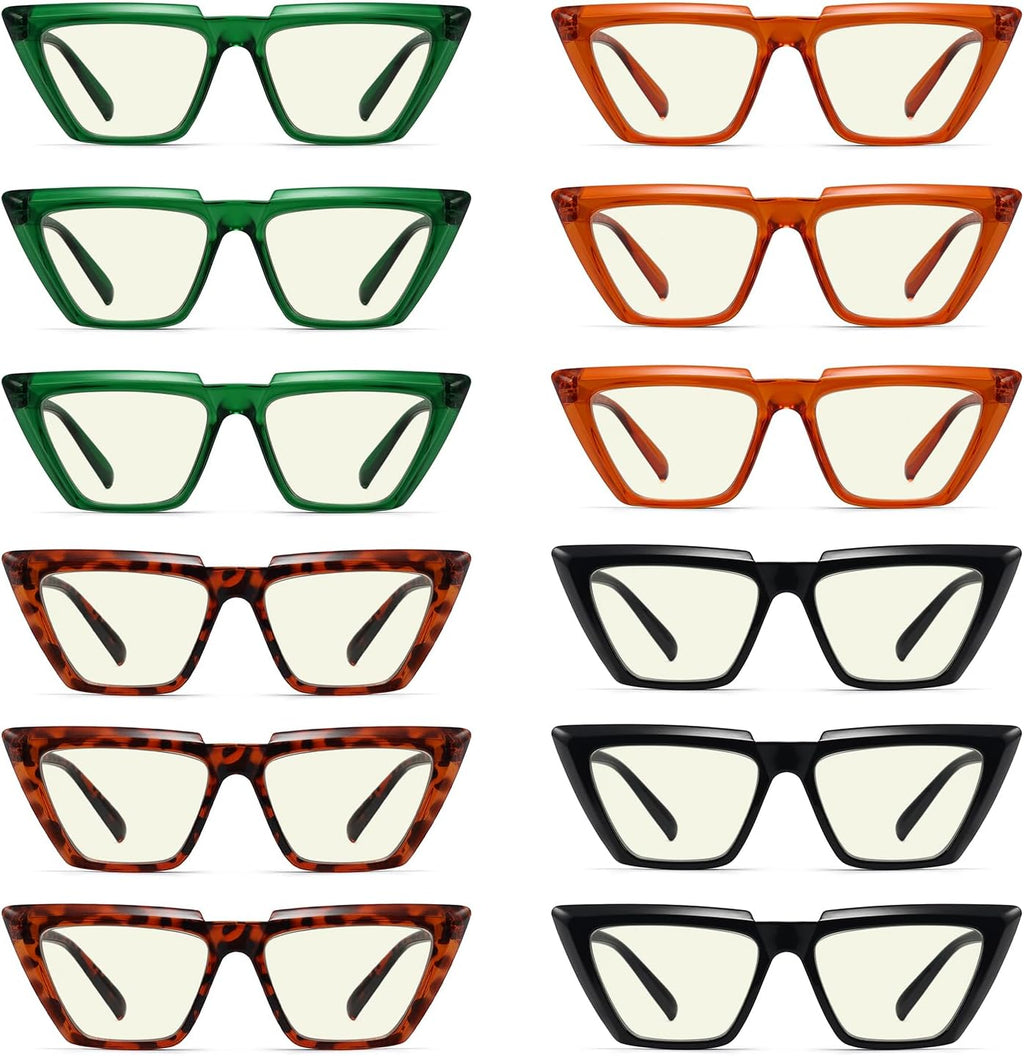 Eyekepper 12 Pack Blue Light Blocking Reading Glasses Funky Cat-Eye Computer Readers for Women +1.50