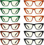 Eyekepper 12 Pack Blue Light Blocking Reading Glasses Funky Cat-Eye Computer Readers for Women +1.50