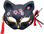 YangYong Kitsune Fox Mask for Halloween Costume,Animal Cosplay Kabuki Half Face Cat Masks Masquerade Party