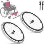 WORDFUN Solid PU Rear Caster, Wheelchair Wheels Replacement Parts, 24" Wheelchair Casters, with Bearing, Load Capacity 150kg, Wheelchair Rear Wheel, Walker Wheels, 2 Pcs