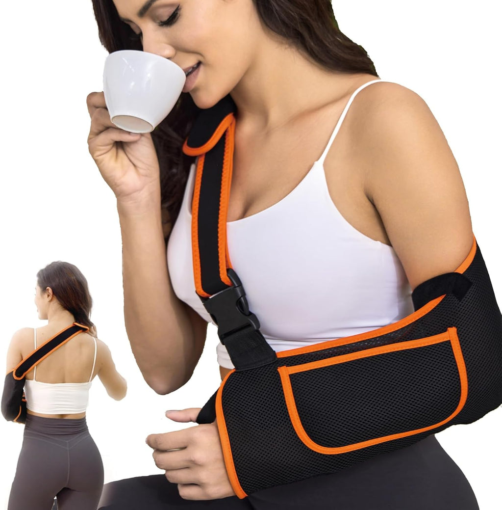 Arm Sling for Women&Men with Enhanced Size Adjustable Sling for Arm Support, Elbow Wrist Left Right Arm Sling with Buckle Design (M)