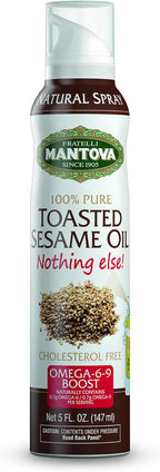 Mantova Toasted Sesame Oil Spray, 5 fl. oz. (Pack of 1), Product of Italy, All-Natural, Heart-Healthy Toasted Sesame Seed Oil, Ideal for Poke, Fried Rice, and Other Asian Dishes, Vegan-Friendly