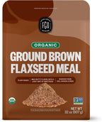 FGO Organic Ground Brown Flaxseed Meal, 2 Pound / 32oz Bulk Powder in Resealable Pouch, Cold Milled for Baking & Smoothies, Grown in USA & Canada (Pack of 1)