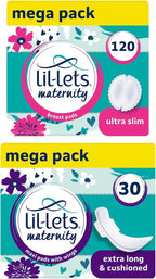 Lil-Lets Hospital Bag Essentials Bundle with Lil-Lets Maternity Maxi Pads X 30 Count and Lil-Lets Maternity Breast Pads X 120 Count