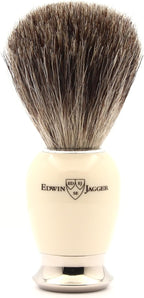 Edwin Jagger 81SB587AMZ Classic Imitation Ivory Pure Badger Exfoliating Shaving Brush with Stand for Shaving Cream or Shaving Soap for Men and Women (Ivory)