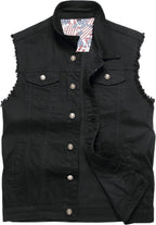 Men's Denim Vest,Sleeveless Jacket Slim Fit Vintage Casual Ripped Summer Jean Vest for Men