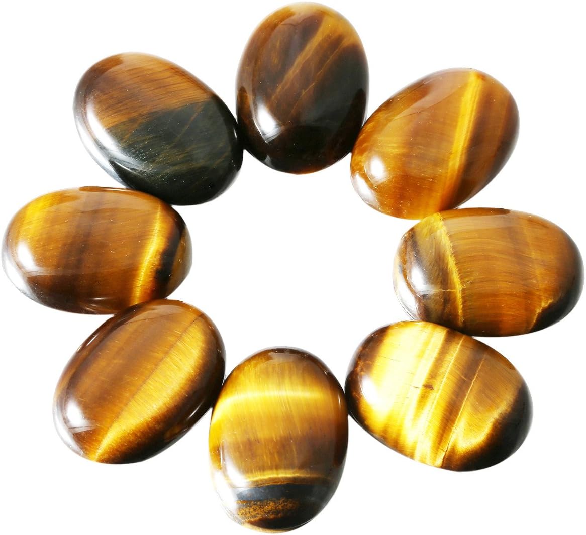 SUNYIK Tiger's Eye Oval Cabochons CAB Flatback for Jewelry Making,13x18mm,Set of 10