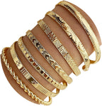 IFKM Gold Bangles Bracelets for Women Girls 14k Gold Plated Multi Layer Stackable Cuff Bracelet Set
