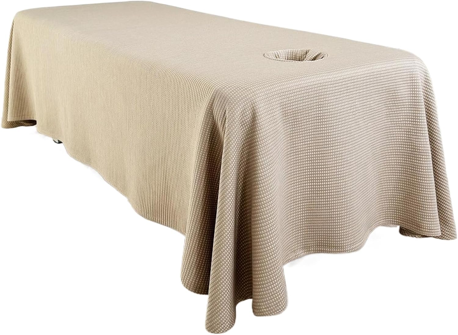 Massage Bed Sheet, Breathable Massage Table Skirt with Face Hole, Washable Reusable Beauty Bed Cover, Spa Cover for Salon Table, Beige